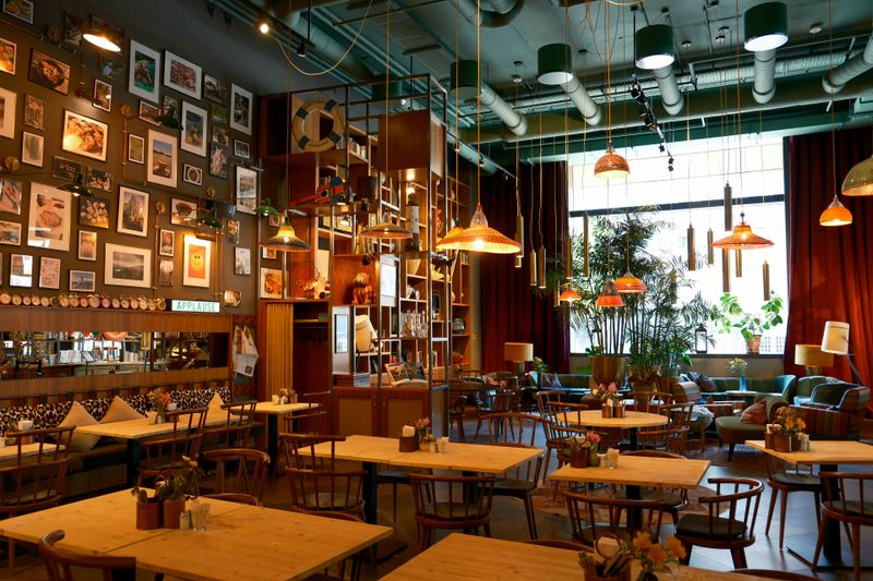 Jet's pizza restaurant interior with warm lighting and welcoming atmosphere