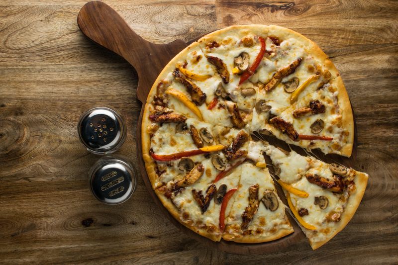 Truffle Mushroom White pizza with truffle oil and wild mushrooms